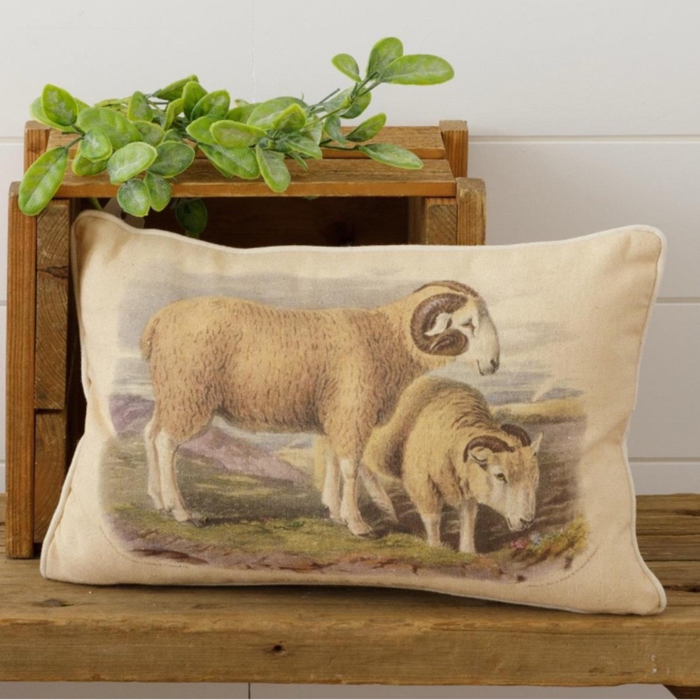 Wiltshire Sheep Breed Country Folk Art Rustic Vintage Pillow- New!
